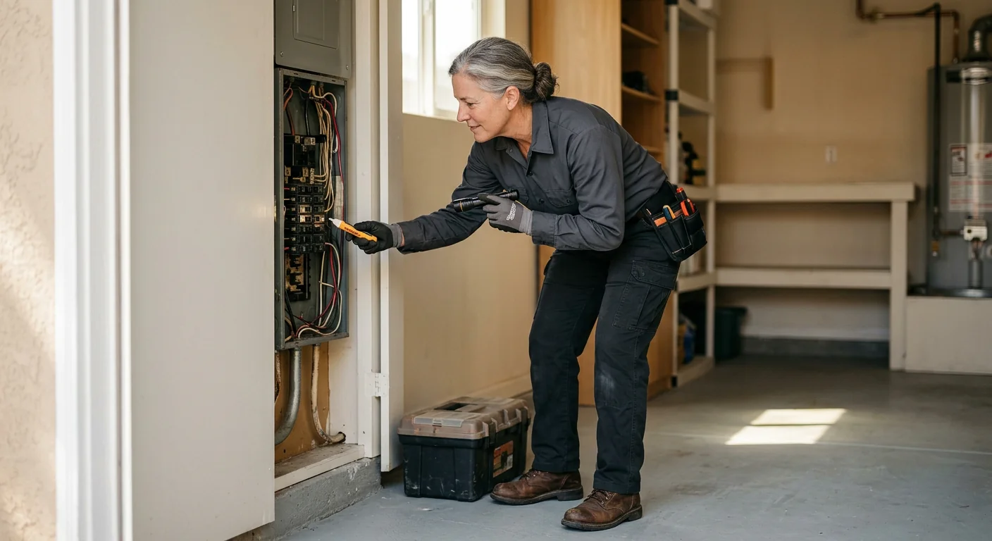 Electrician installing an EV charger in a San Leandro home garage