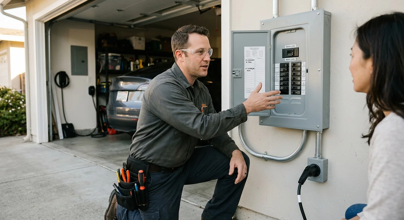 Neatly labeled panel and 240-volt circuit after a completed charger installation
