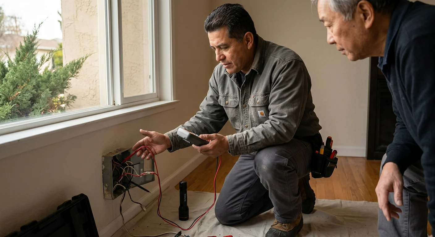 Electrician reviewing generator sizing and panel details for a written cost estimate