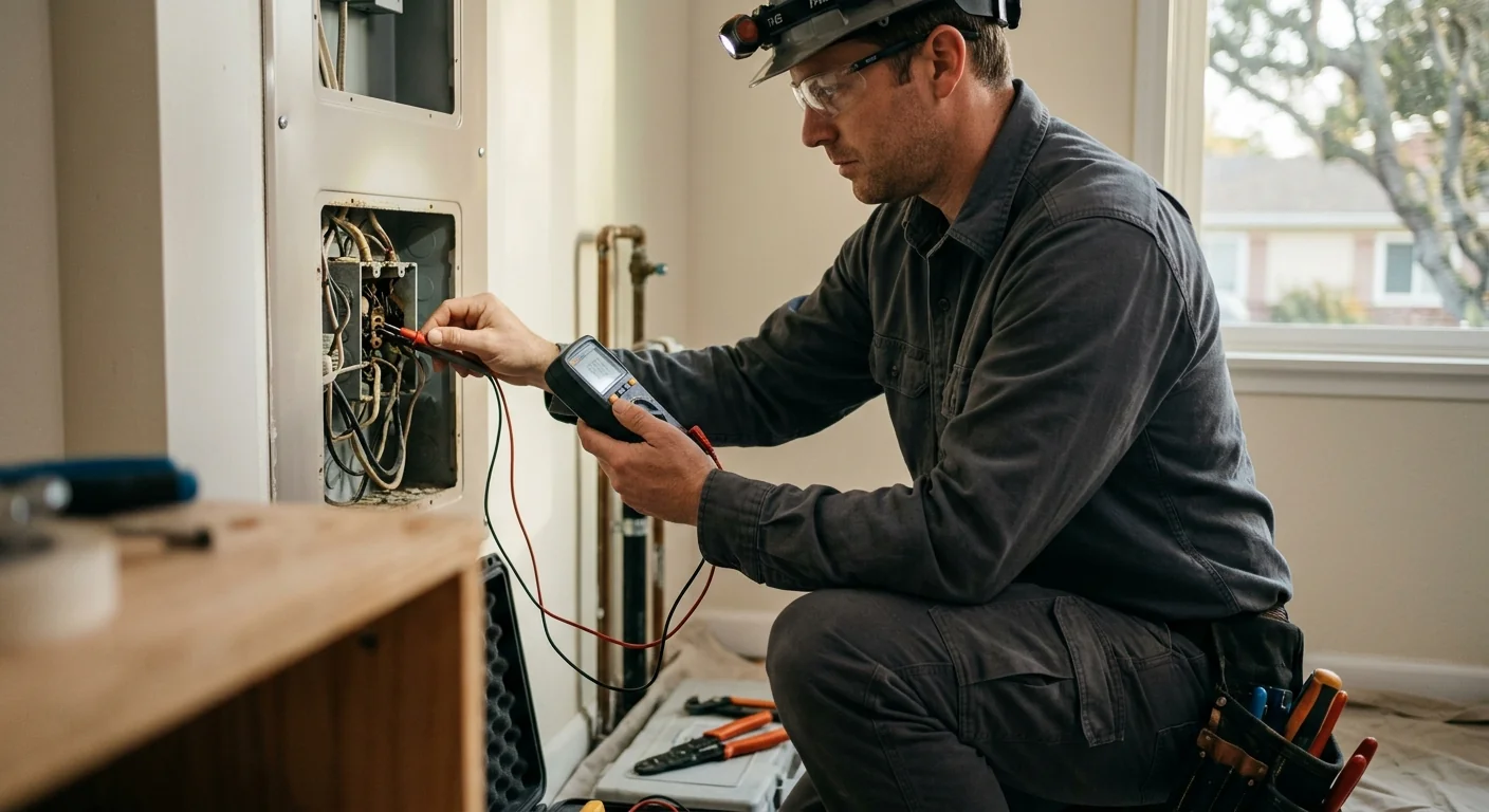 Homeowner reviewing generator installation options with a technician outside a house