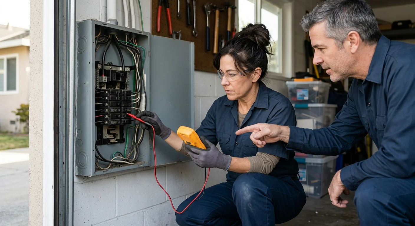 Technician mounting a standby generator beside a San Leandro home during a scheduled installation